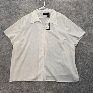 Maggie Barnes Shirt Plus 4X Embroidered Floral Eyelet Cottagecore Romantic Chic